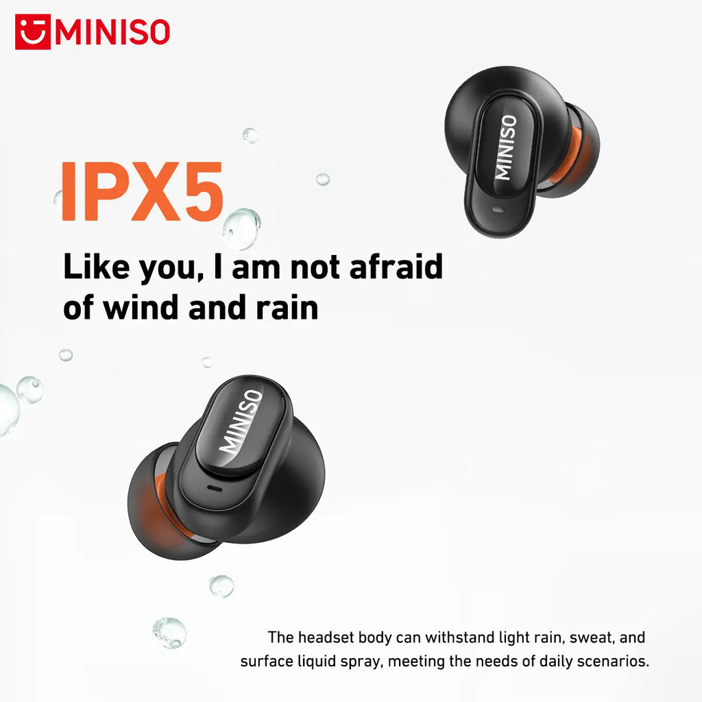 Experience Ultimate Freedom with MINISO MS105 Waterproof Bluetooth 6.0 Wireless Earbuds - Perfect for Office, Sports, and Gaming!