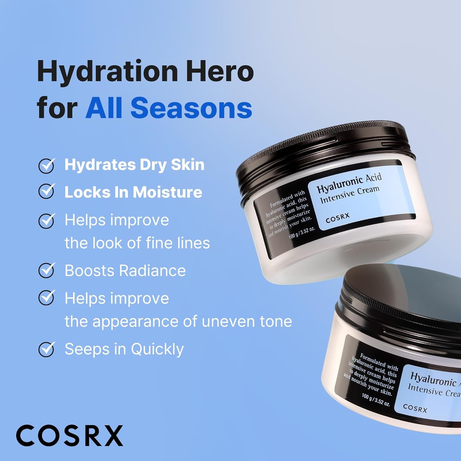 Hyaluronic Acid Intensive Cream 100G | Wrinkle Cream | Korean Skin Care, Animal Testing Free, Paraben Free