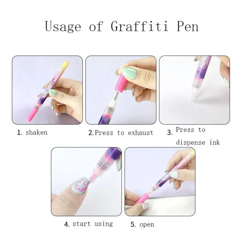 One Set Acrylic Paint Nail Art DIY Football Fan Pattern Body Tattoo Pen French Beauty Outline Pen Daily Use Cosmetic Makeup