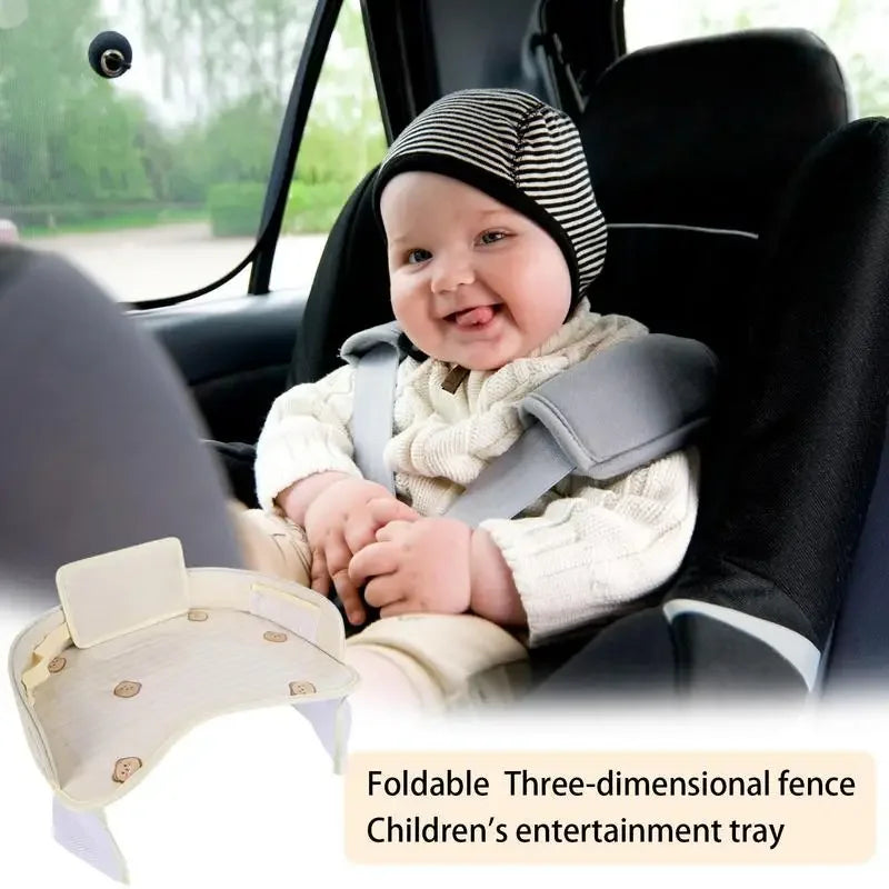Car Seat Tray for Kids Foldable Multiple Pockets Waterproof Car Table Portable Large Capacity Table for Dining Drawing Car