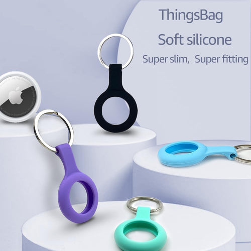 Airtags 4 Pack Apple Holder for Keychain, Lightweight Cases with 4 Cute Colors for Apple GPS Tracker, Silicone Cover for Tracker with Keyring, Soft Apple Airtag Holder