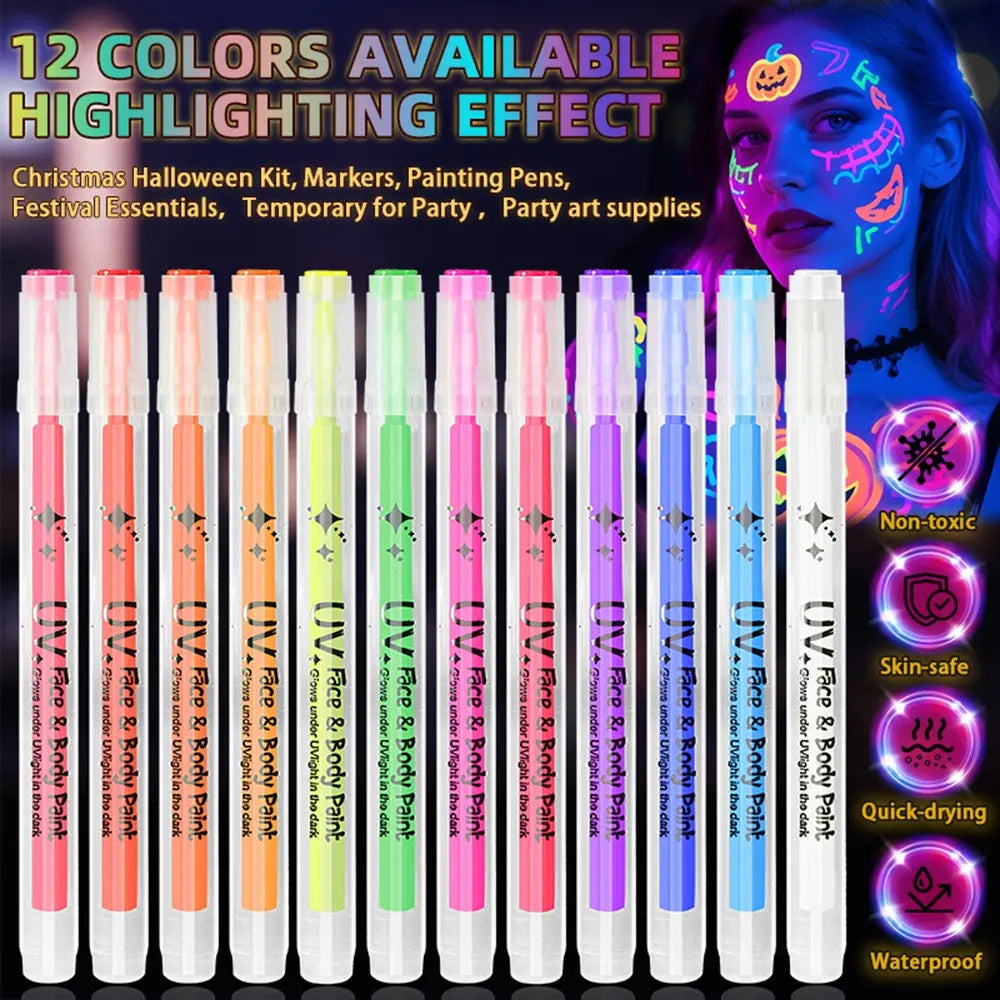One Set Acrylic Paint Nail Art DIY Football Fan Pattern Body Tattoo Pen French Beauty Outline Pen Daily Use Cosmetic Makeup